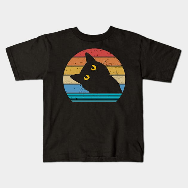 Retro Black Cat Lover Vintage Style Cats Gift Kids T-Shirt by Blink_Imprints10